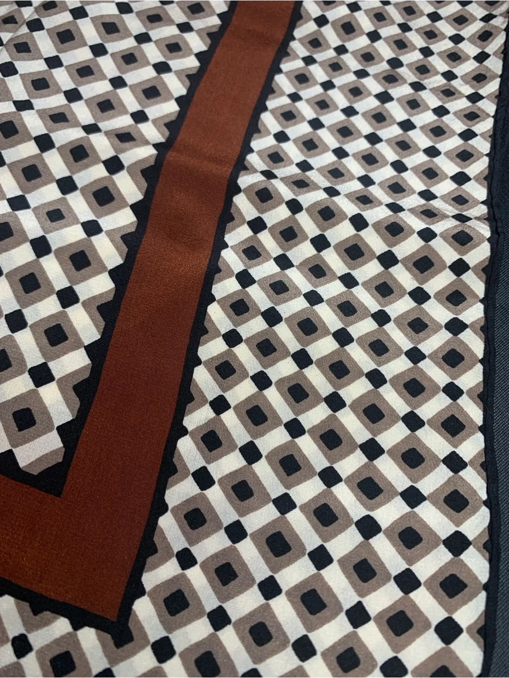 Givenchy Geometric Silk Scarf in Brown, Black & Cream